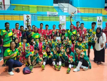 Hantam Kota Pekanbaru Tiga Set Langsung,  Tim Voli Putri Kampar Raih Medali Emas