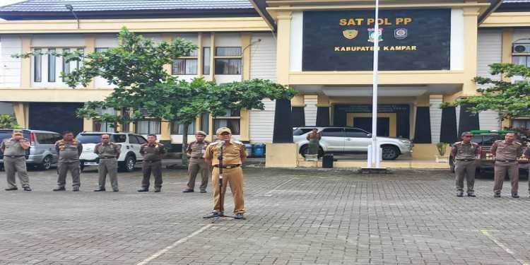Pimpin Apel di Satpol PP Kampar, Hambali Minta Seluruh Personil Siap Siaga, Responsif dan Tanggap