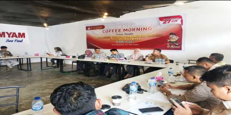 Diskominfo Kampar Hadiri Coffe Morning KPU Kampar Dalam Rangka Sosialisasi Tahapan