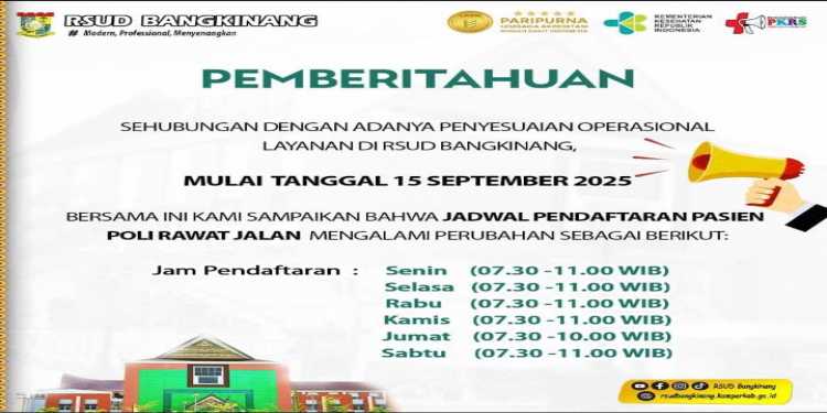 Pemberitahuan Jam Operasional Layanan RSUD Bangkinang