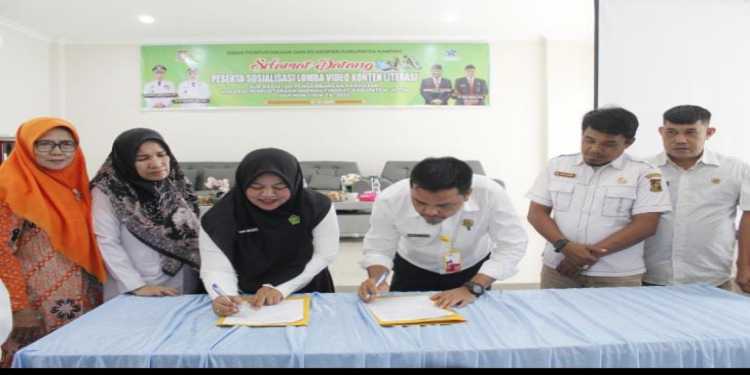 Pacu Semangat Literasi Di Kab. Kampar, GOW Kab. Kam Tandatangani MoU Dgn Dinas Perpustakaan Kab. Kam
