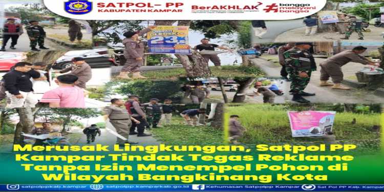 Rusak Lingkungan dan Keindahan, Satpol PP Kampar Tertibkan Spanduk dan Baliho di Pepohonan