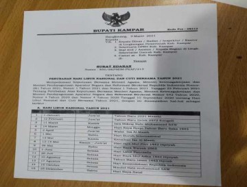 Surat Edaran Perubahan Hari Libur Nasional tahun 2021