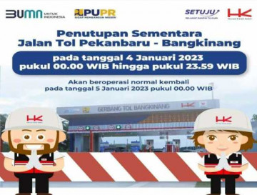 Penutupan Sementara Jalan Tol Pekanbaru-Bangkinang