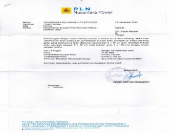 Penambahan Bukaan Pintu Pelimpah Waduk PLTA Koto Panjang