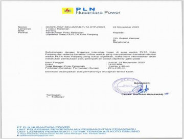 Pembukaan Pintu Pelimpah ULPLTA Koto Panjang