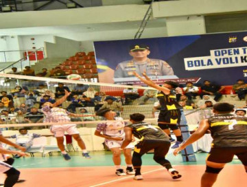 Turnamen Volly Kapolda Cup 2024, Laga Perdana Tim Polres Kampar Menang 3-0