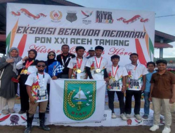 Aprilio , Atlit Berkuda Kampar Sabet 2 Medali Juara di Kejuaraan Berkuda Memanah PON XXI/2024