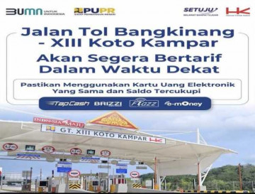 Jalan Tol Bangkinang - XIII Koto Kampar akan segera bertarif