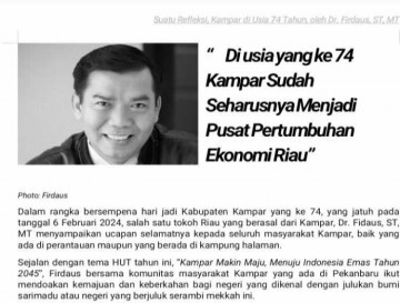 Di usia yang ke 74 Kampar Sudah Seharusnya Menjadi Pusat Pertumbuhan Ekonomi Riau