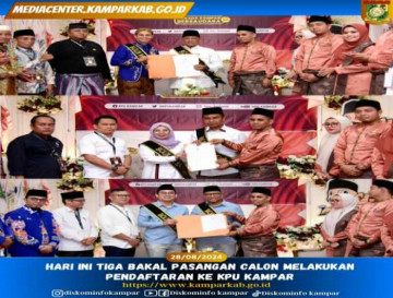 Hari Ini Tiga Bakal Pasangan Calon Melakukan Pendaftaran ke KPU Kampar.