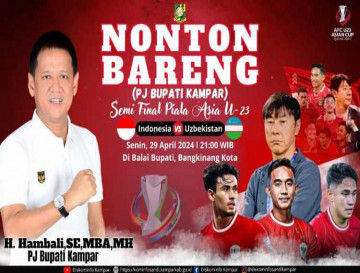 Nonton Bareng Pj. Bupati Kampar Semi Final Piala Asia U-23