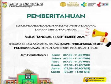 Pemberitahuan Jam Operasional Layanan RSUD Bangkinang