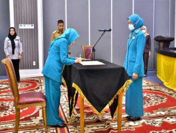 Ketua TP PKK Kabupaten Kampar Tengku Nurheryani Ahmad Yuzar Sekaligus Ketua Pembina Posyandu kab