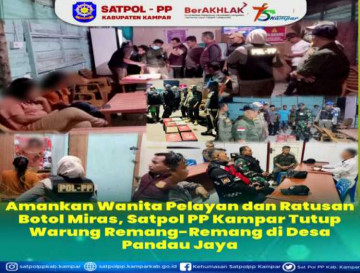 Meresahkan, Satpol PP Kampar Tertibkan Warung Remang - remang di Pandau Jaya Siak Hulu.