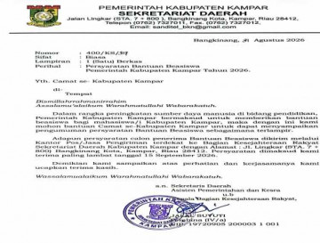 Beasiswa Kabupaten Kampar tahun 2026