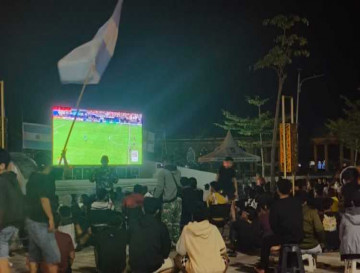 Dorong UMKM Lokal, Pemkab Kampar Gelar Fasilitas Nobar Piala Dunia di Taman Kota Bangkinang.