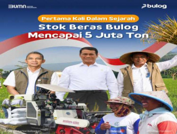 BULOG Cetak Rekor Bersejarah. Stok Beras Nasional  Untuk Pertama Kalinya Menembus Angka 5 juta ton.